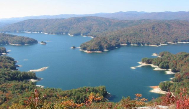 aerial photo of Lake Jocassee in Salem, SC