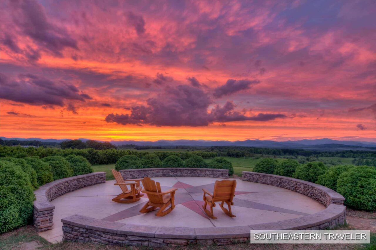 picture of sunset at Chattooga Belle Farm