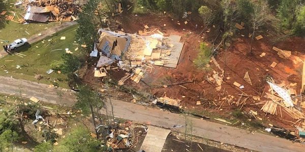 arial photo of seneca, sc tornado damage