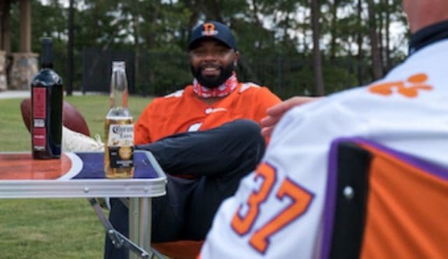 cropped photo of Clemson fans at Lakeside Lodge