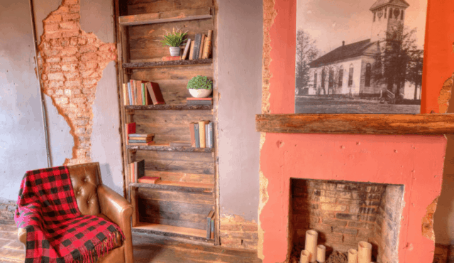 photo of fireplace in Walhalla Studio loft over main