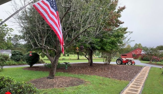 photo of flag and tractor
