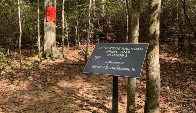 photo of sign indicating start of Blue Ridge RR Trail
