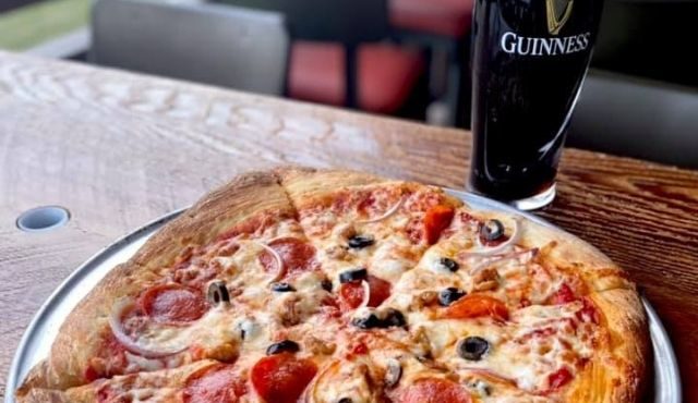 photo of pizza and beer