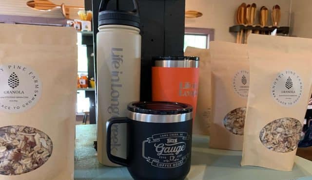 photo of granola and drinkware from The Gauge Coffehouse