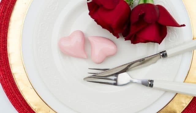 photo of valentine dinner place setting