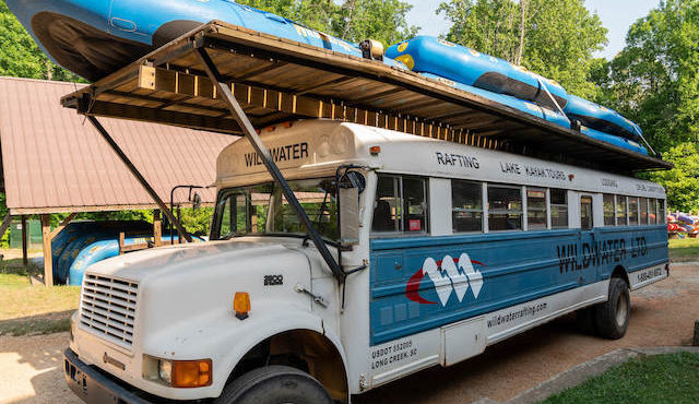 photo of rafting bus