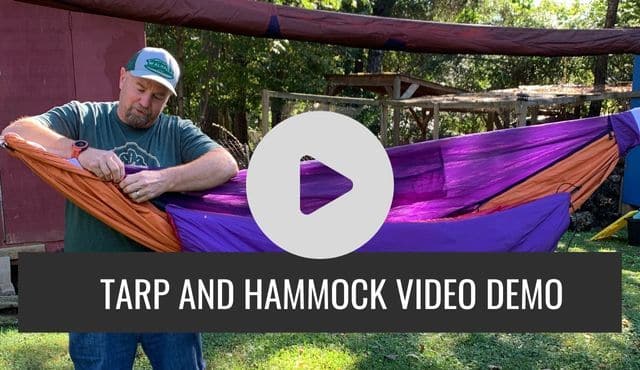 image for video clip demonstrating how to attach tarp and hammock system