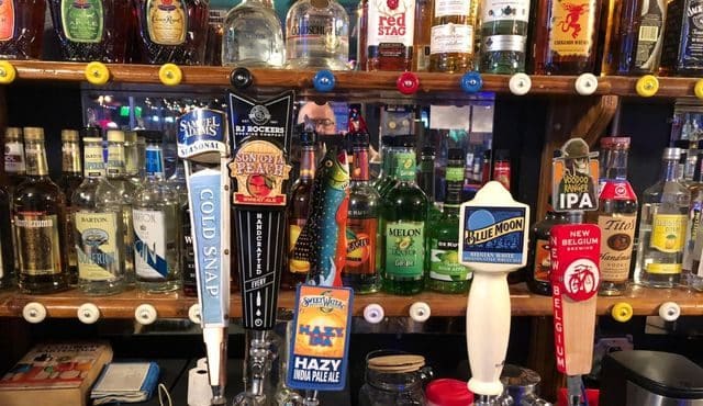 photo behind the bar of The Hideaway