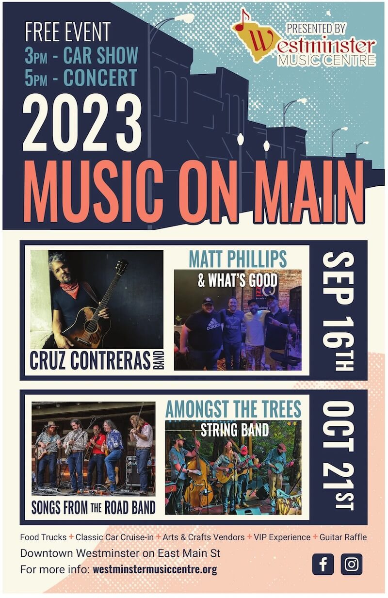 Fall flier for 2023 Music on Main