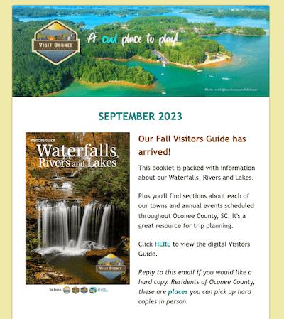 screenshot image of September newsletter