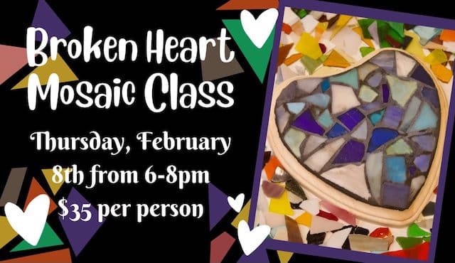 flier from broken heart mosaic class