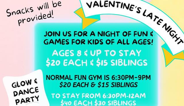 flier for kids valentine party night