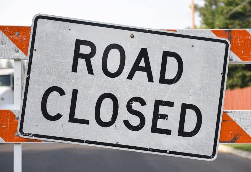 photo of road closure sign