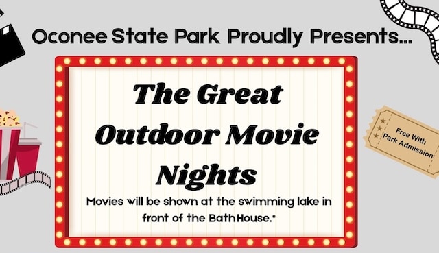 flier for outdoor movie night at Oconee State Park