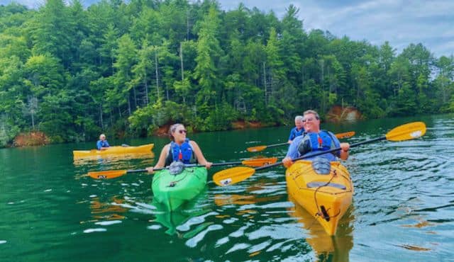 photo of kayaks on Lake Jocassee